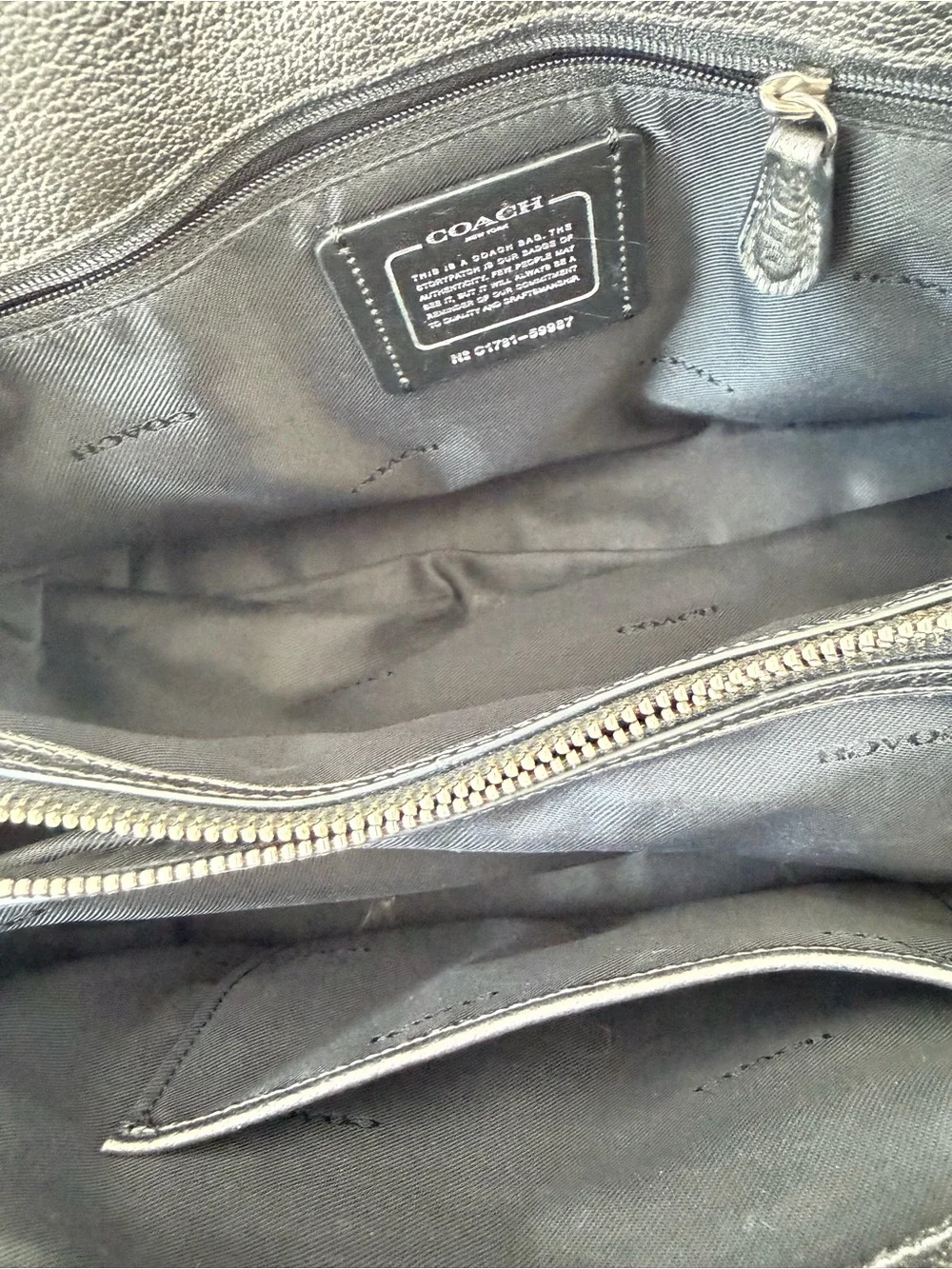 Coach Mercer 30 Satchel in metallic graphite leather with silver-tone hardware